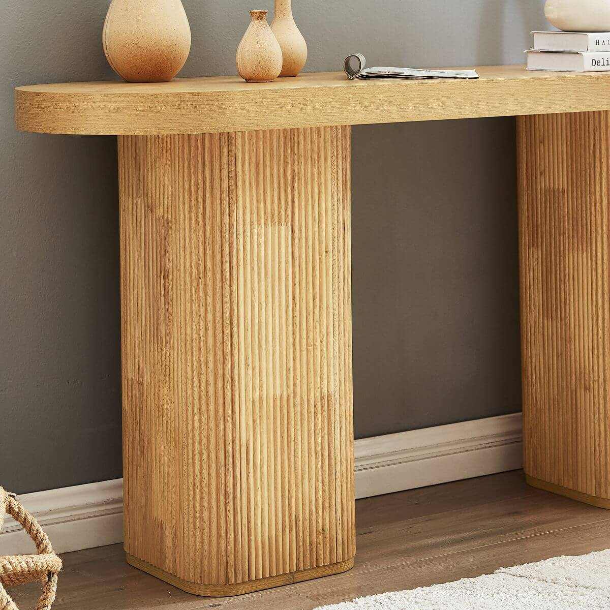 Tate Mid Century Console Table - Natural