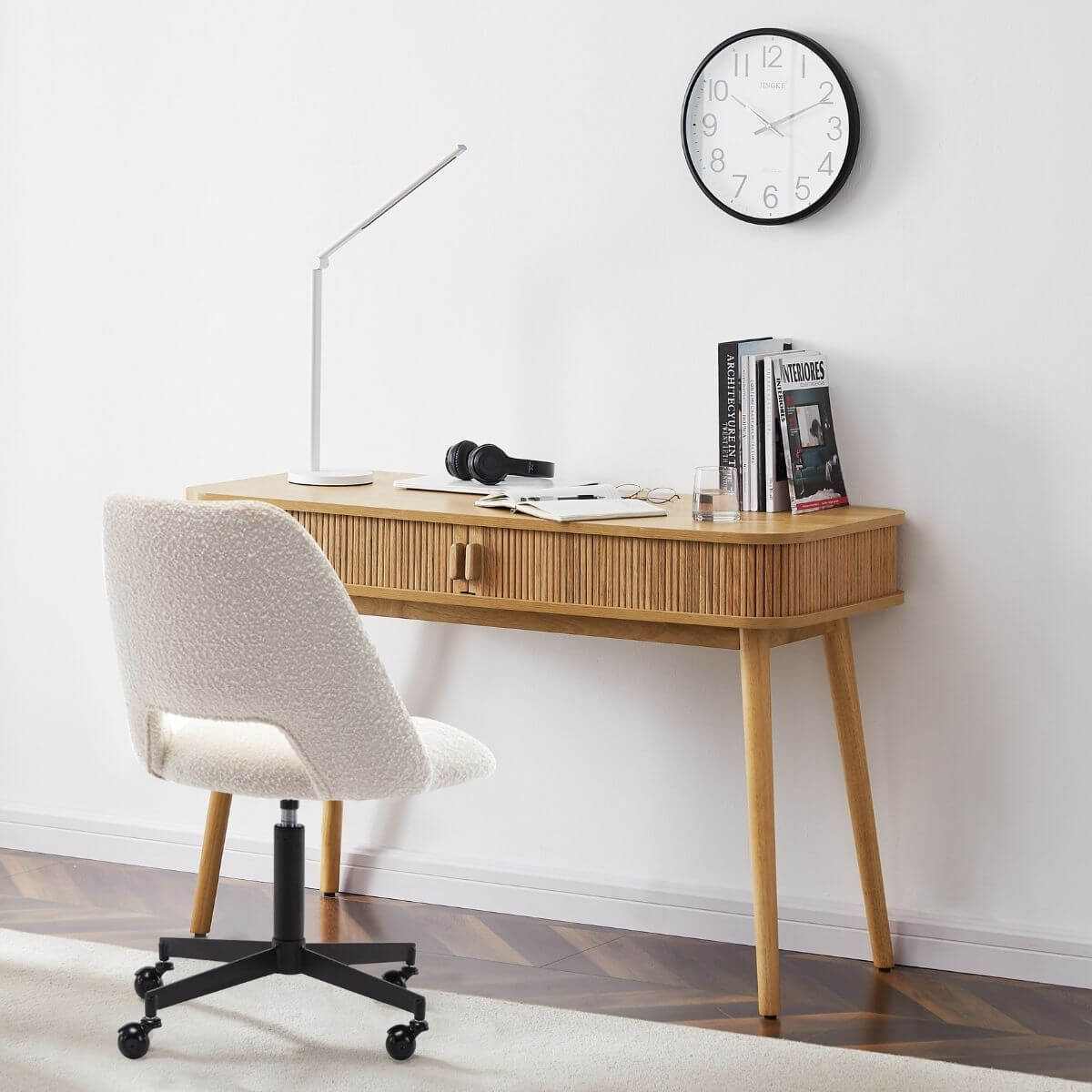 Tate Column Mid Century Modern Office Desk in Natural