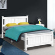 white wooden bed frame double