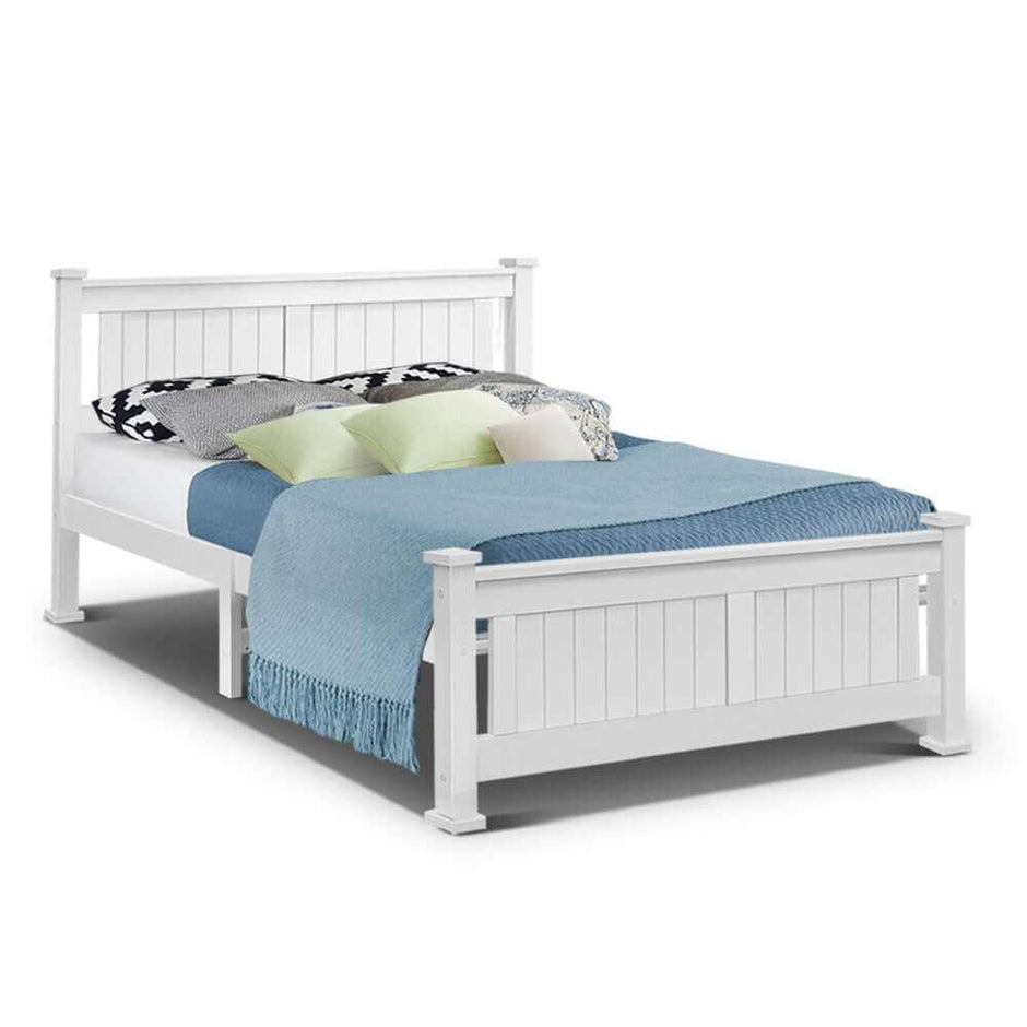 white wood platform bed queen