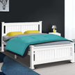 white wood platform bed queen