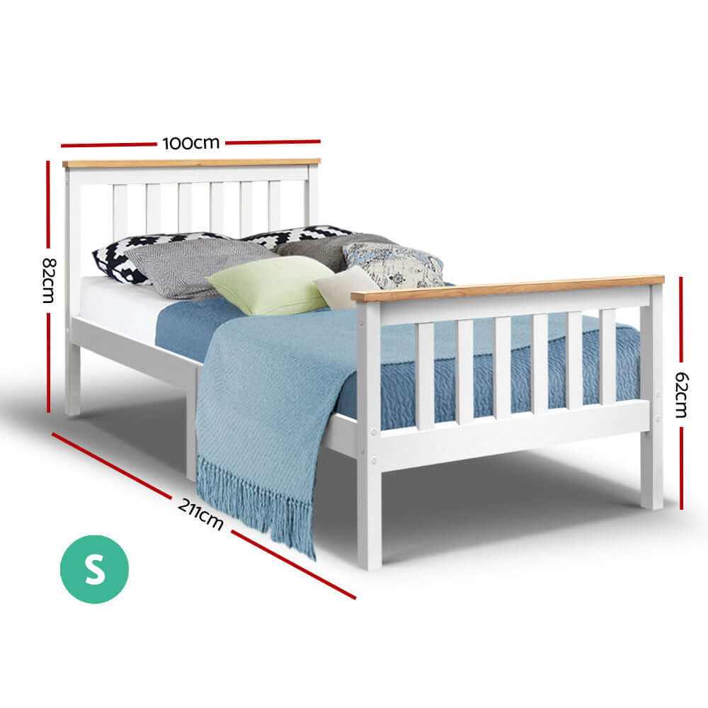 white wooden single bed frame