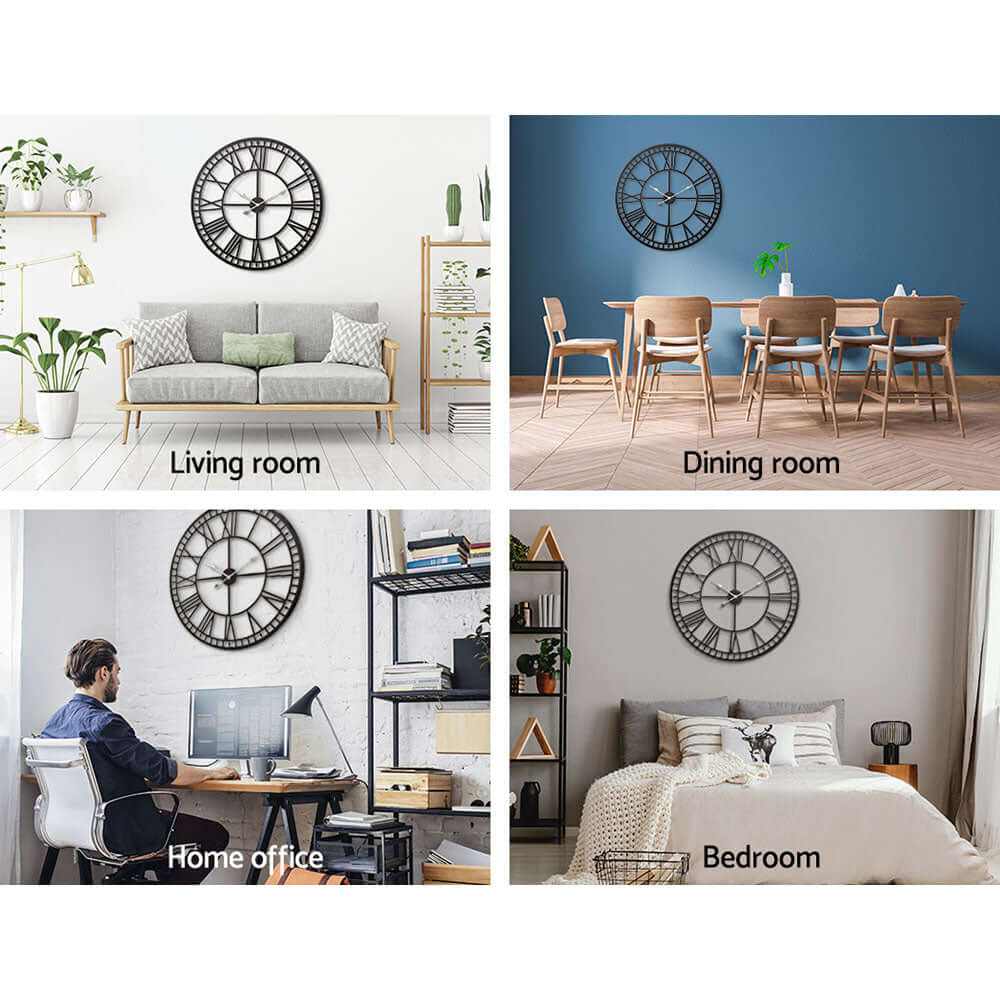 Wall Clock Metal Black