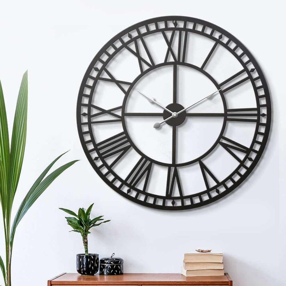 Wall Clock Metal Black