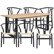 Aconite 7pc 180cm Dining Table and 6 Wishbone Chair Solid Messmate Tim