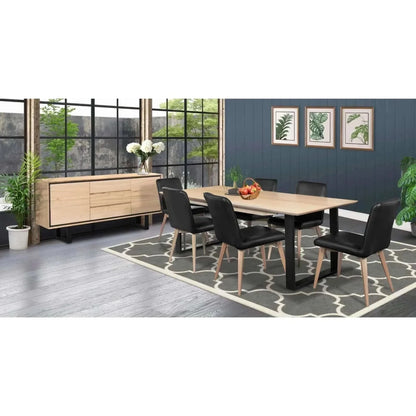 Aconite Dining Table 180cm Solid Messmate Timber Wood Black Metal Leg 