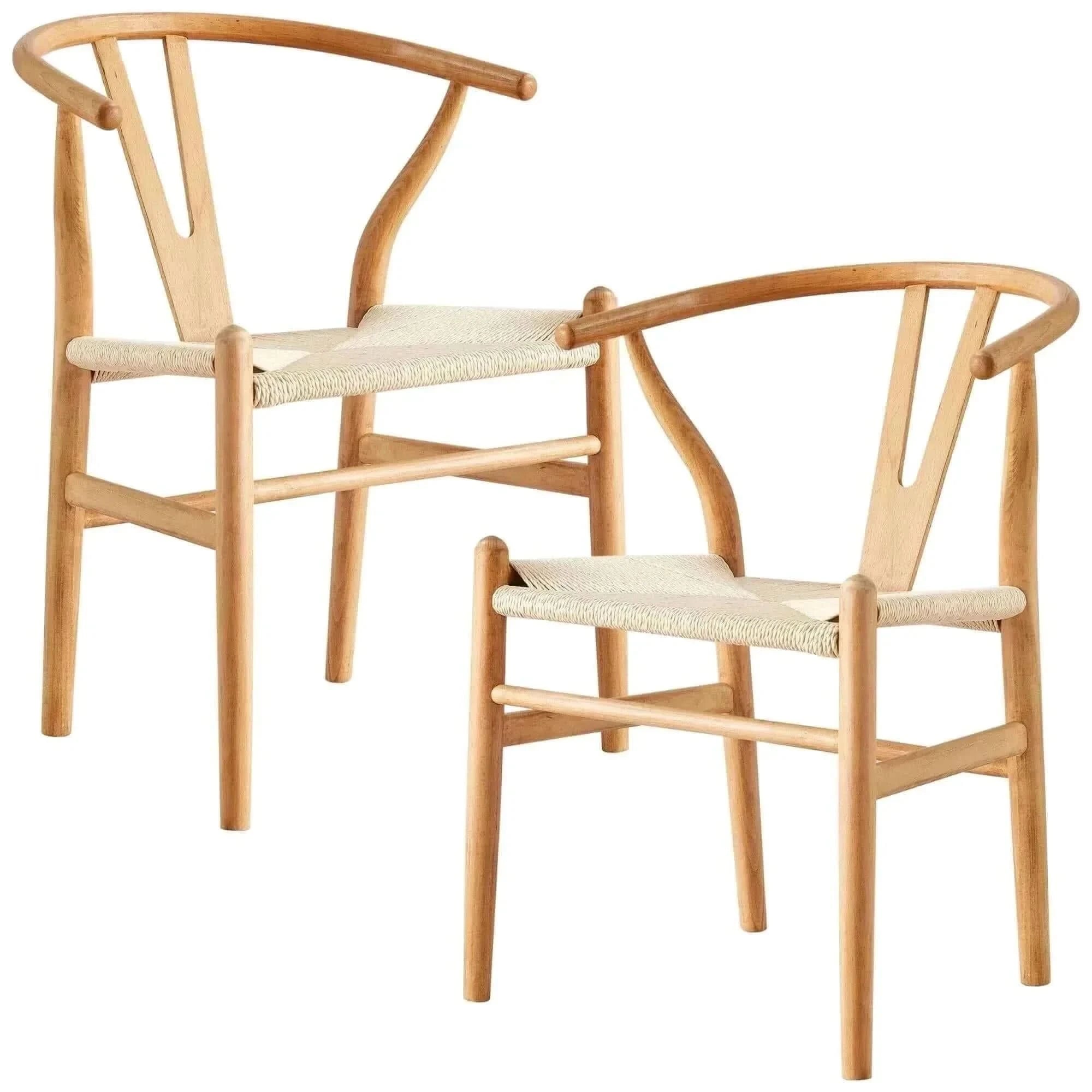 Anemone Set of 2 Wishbone Dining Chair Beech Timber - Natural