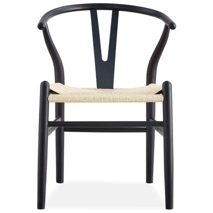 Anemone Set of 6 Wishbone Dining Chair Beech Timber - Black