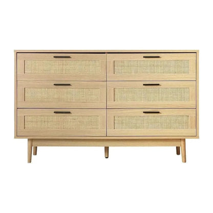 Artiss Rattan 6 Chest of Drawers - BRIONY Oak