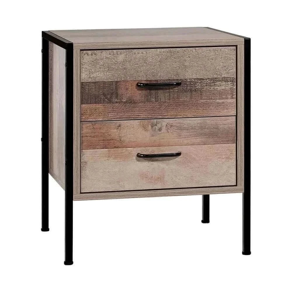 Artiss Industrial Bedside Table 2 Drawers - BARNLY