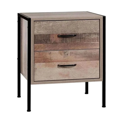 Artiss Industrial Bedside Table 2 Drawers - BARNLY