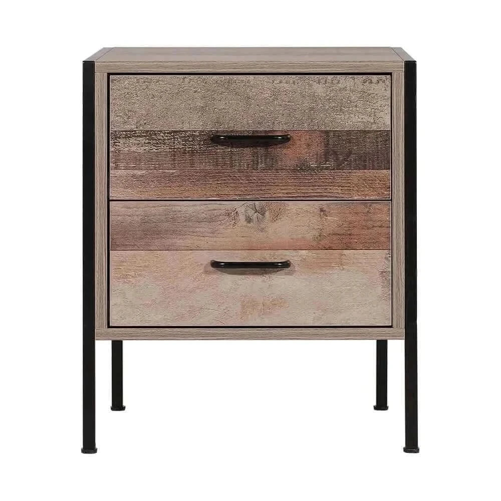 Artiss Industrial Bedside Table 2 Drawers - BARNLY