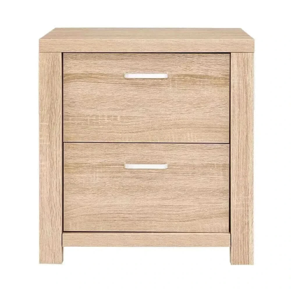 Artiss Nightstand With 2 Drawers - MAXI Pine