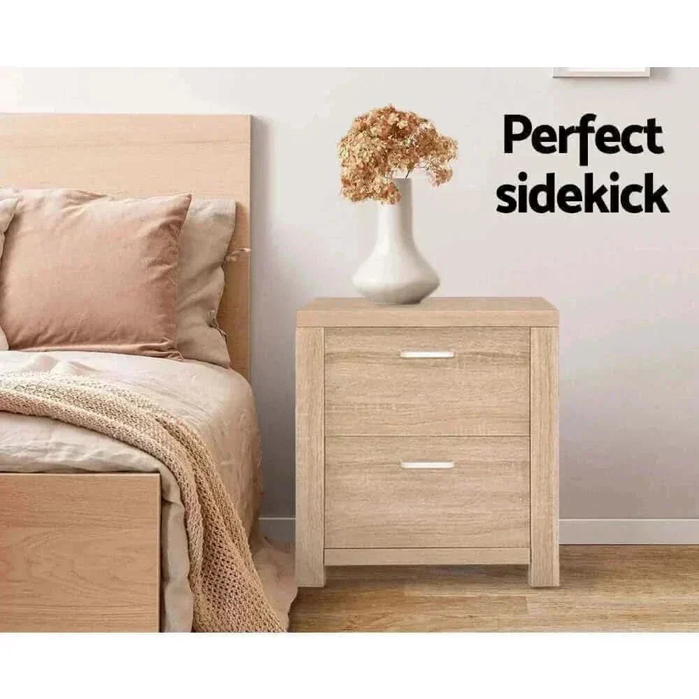 MAXI Pine Nightstand With 2 Drawers Cabinet