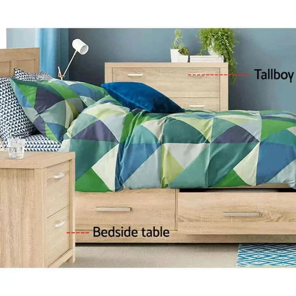 MAXI Pine Nightstand With 2 Drawers Cabinet