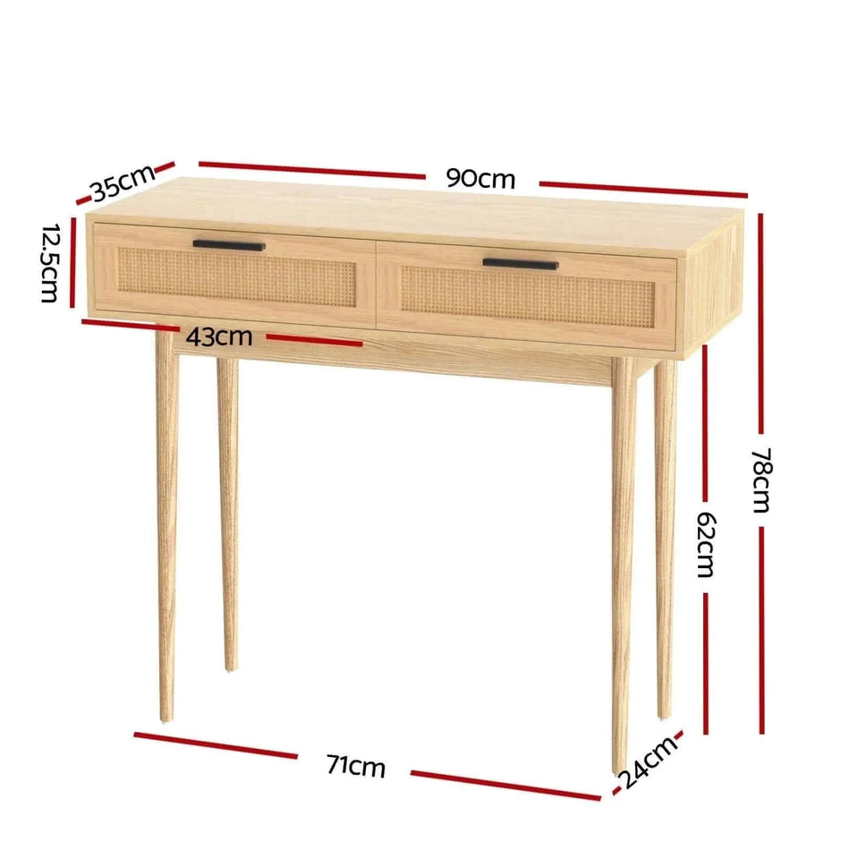 rattan console table