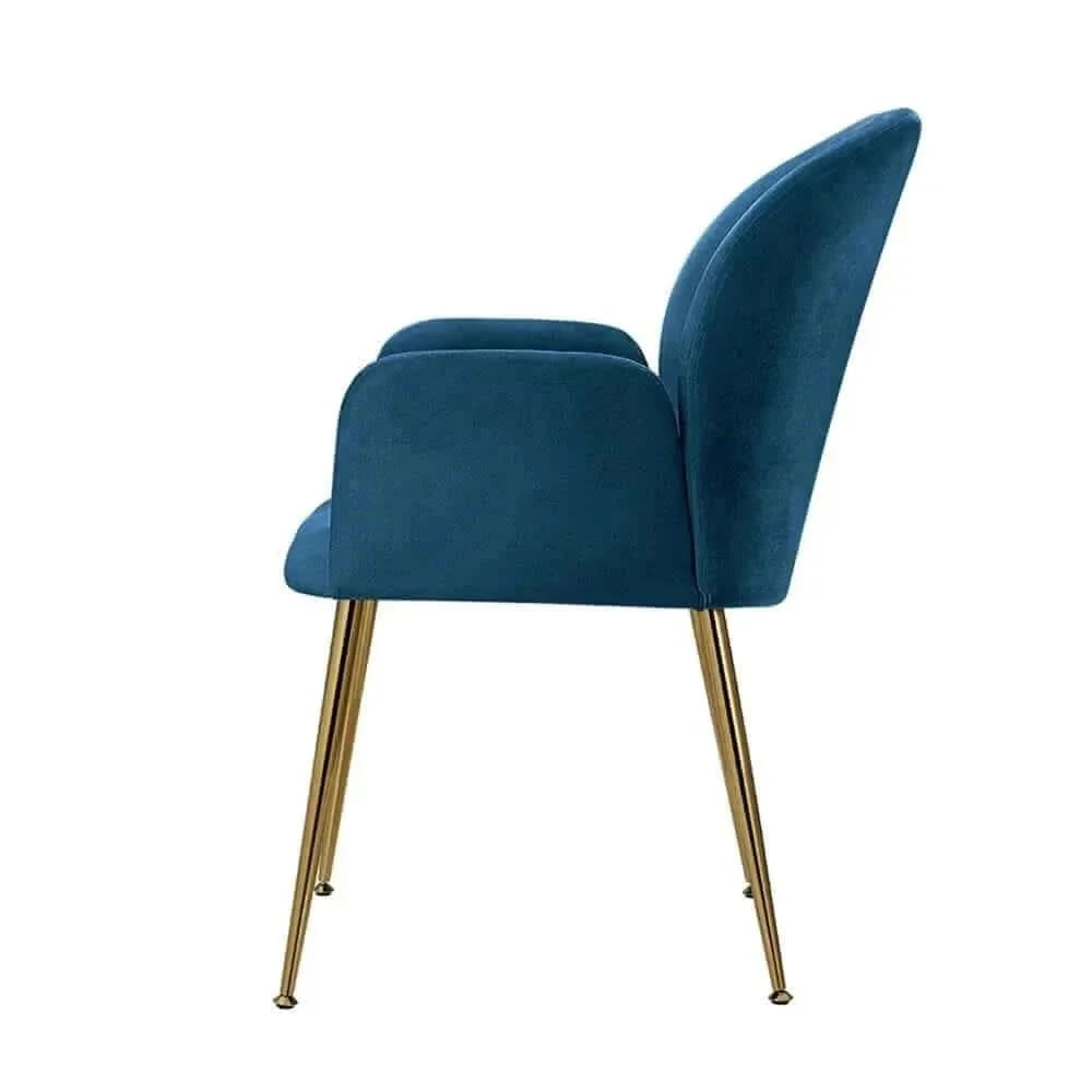 Artiss Dining Armchair Chairs Set of 2 Velvet Upholstered - Blue