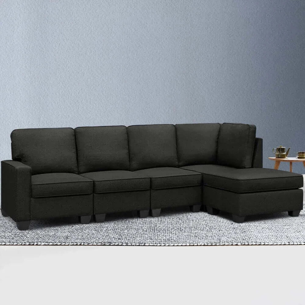 Buy artiss sofa lounge set 5 seater modular chaise chair suite couch dark grey - upinteriors-Upinteriors