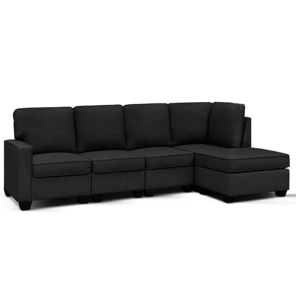 Buy artiss sofa lounge set 5 seater modular chaise chair suite couch dark grey - upinteriors-Upinteriors