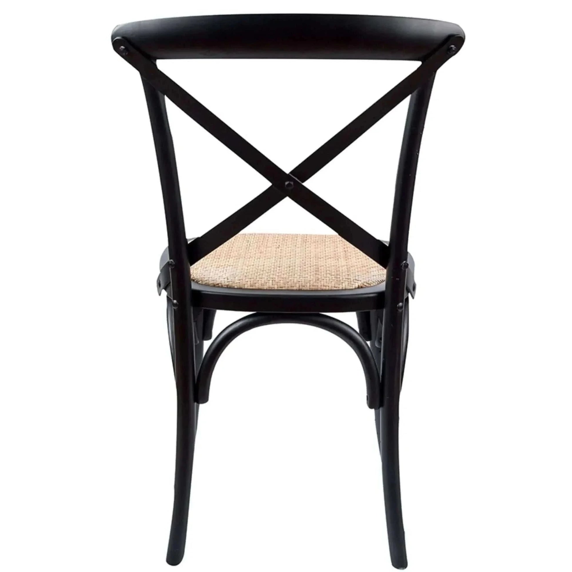 Aster Crossback Dining Chair Set of 2 Solid Birch Wood Ratan Seat - Bl