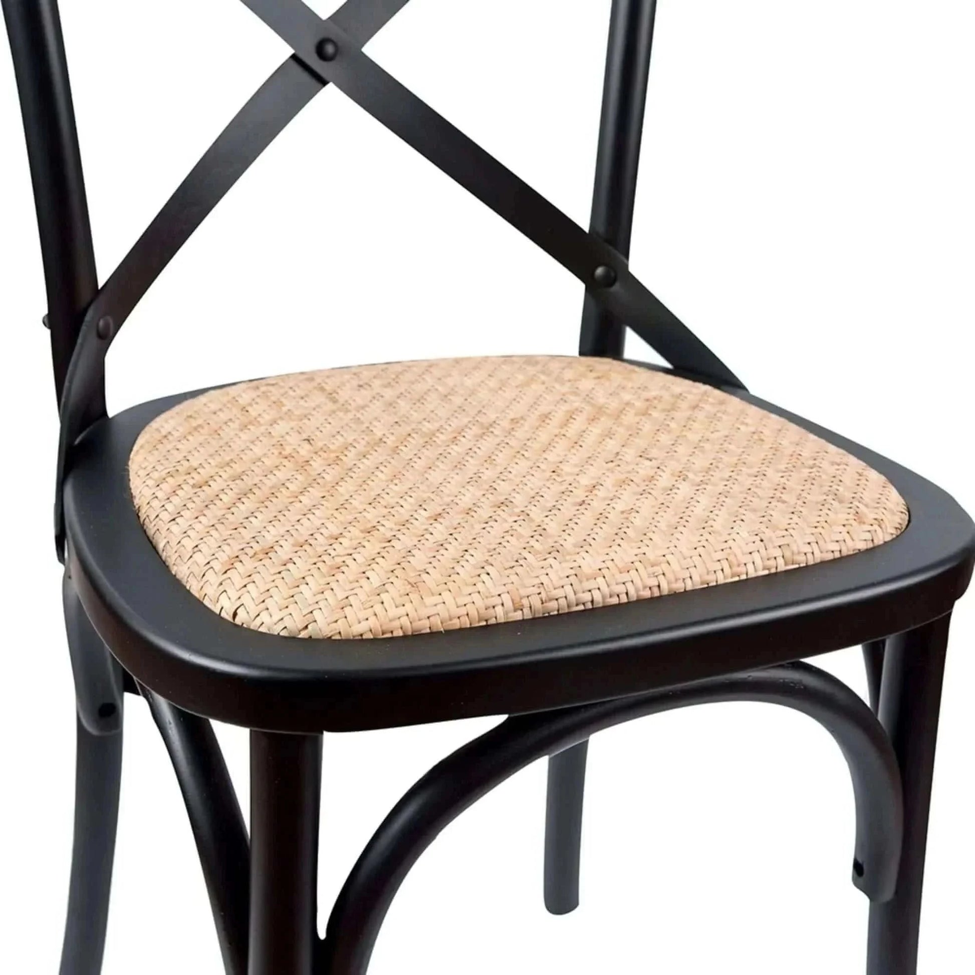 Aster Crossback Dining Chair Set of 2 Solid Birch Wood Ratan Seat - Bl