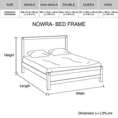 King Single Oak Bed Frame Solid Acacia Timber Slat