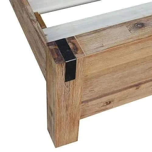 Bed Frame Queen Size in Solid Wood Veneered Acacia Bedroom Timber Slat