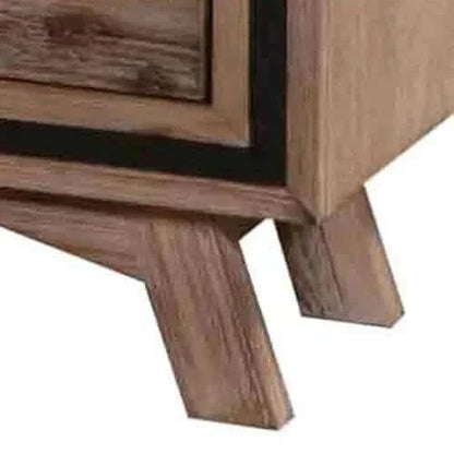 Bedside Table 2 drawer Night Stand with Solid Acacia Storage in Sliver