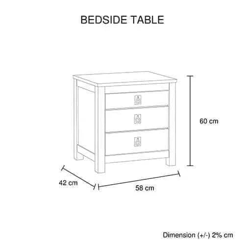 Bedside Table 3 drawer Night Stand 