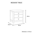 Bedside Table 3 drawer Night Stand 