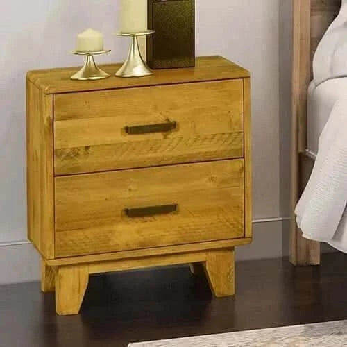 Bedside Table 2 drawers Night Stand Solid Wood Light Brown Colour