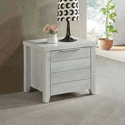 Bedside Table 2 drawers Night Stand in White Ash