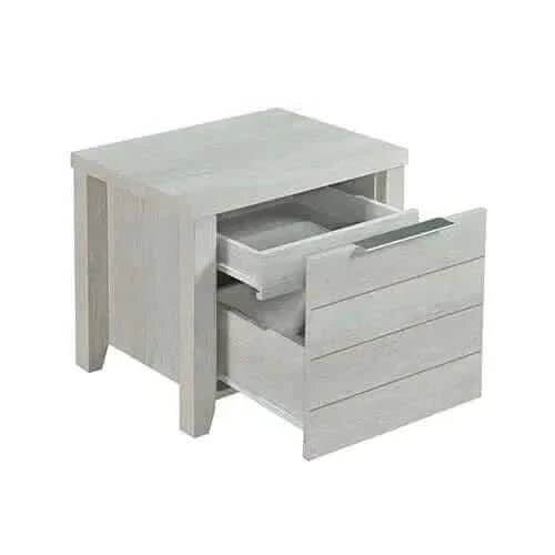 Bedside Table 2 drawers Night Stand in White Ash