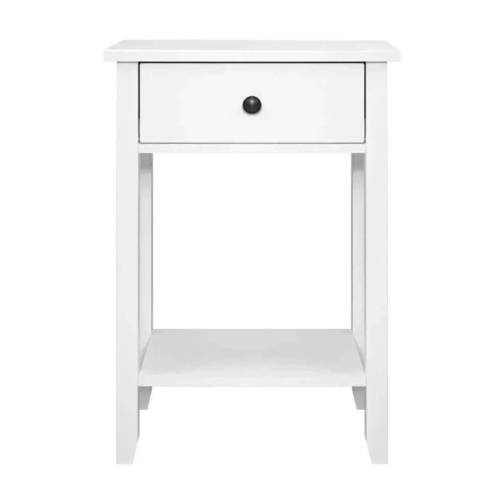 Artiss Bedside Table 1 Drawer with Shelf - BOWIE White