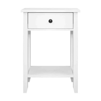 Artiss Bedside Table 1 Drawer with Shelf - BOWIE White