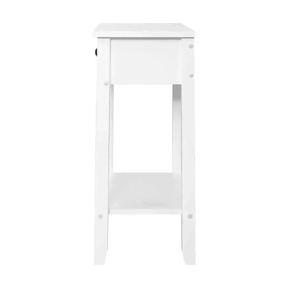 Artiss Bedside Table 1 Drawer with Shelf - BOWIE White