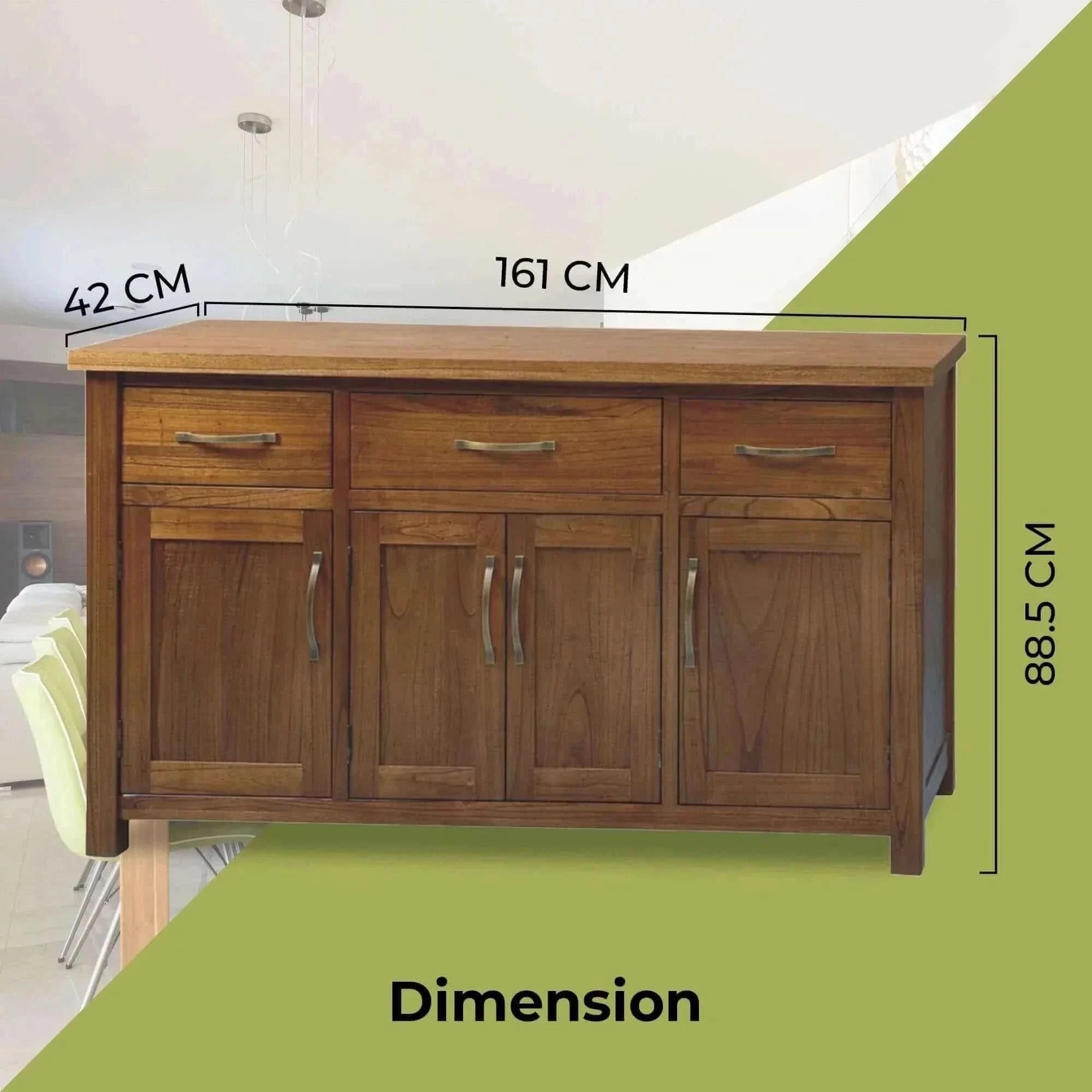 Birdsville Storage Buffet Table 161cm 4 Door 3 Drawer - Brown
