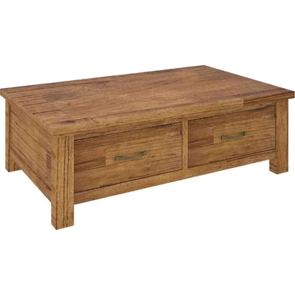 Birdsville Coffee Table 120cm 2 Drawer Solid Mt Ash Timber Wood - Brow