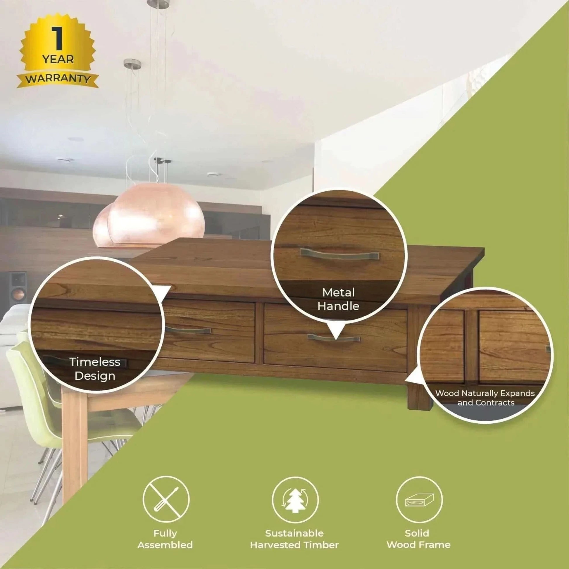 Birdsville Solid Wood Coffee Table 120cm - Brown