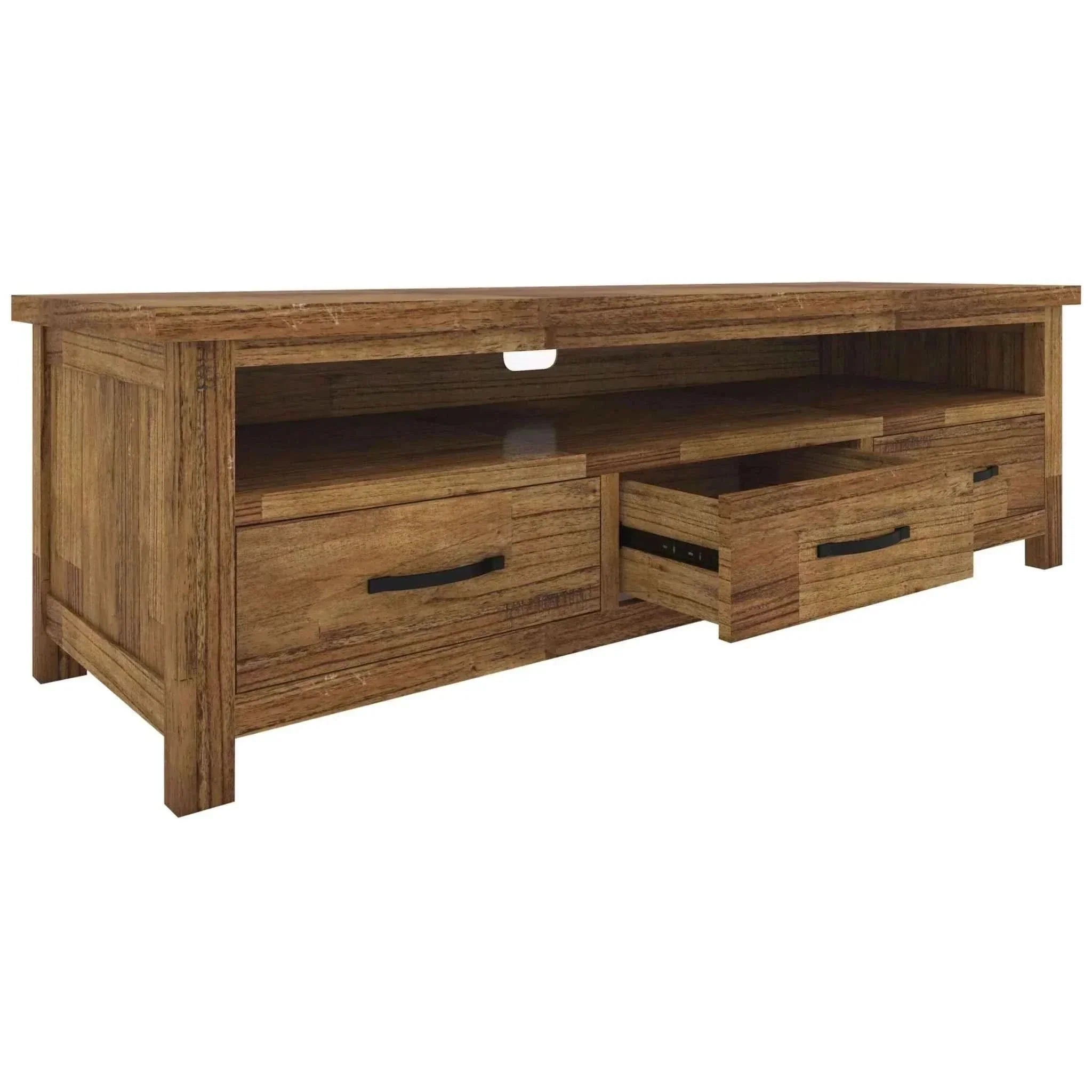 Birdsville Solid Mt Ash Wood Brown TV Stand 174cm 3 Drawer