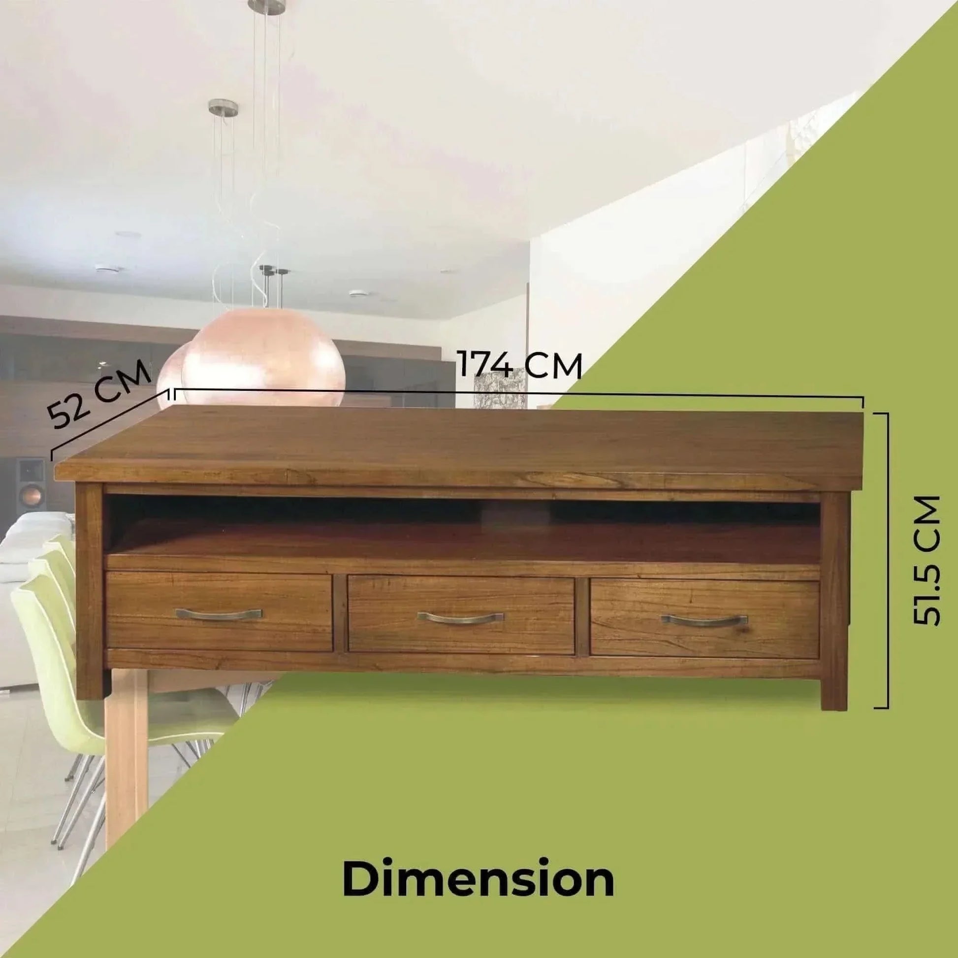 Birdsville Solid Mt Ash Wood Brown TV Stand 174cm 3 Drawer