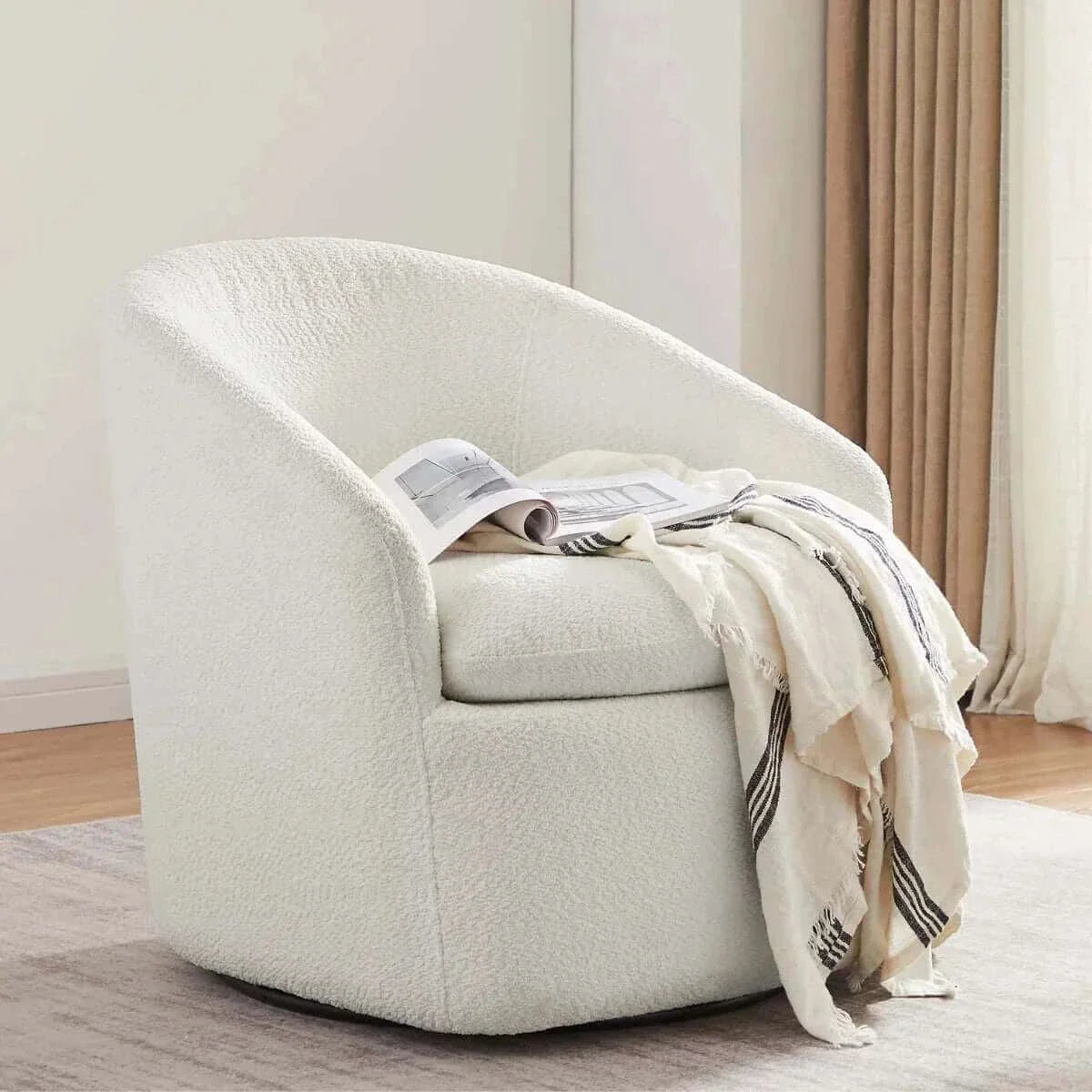 swivel boucle chair