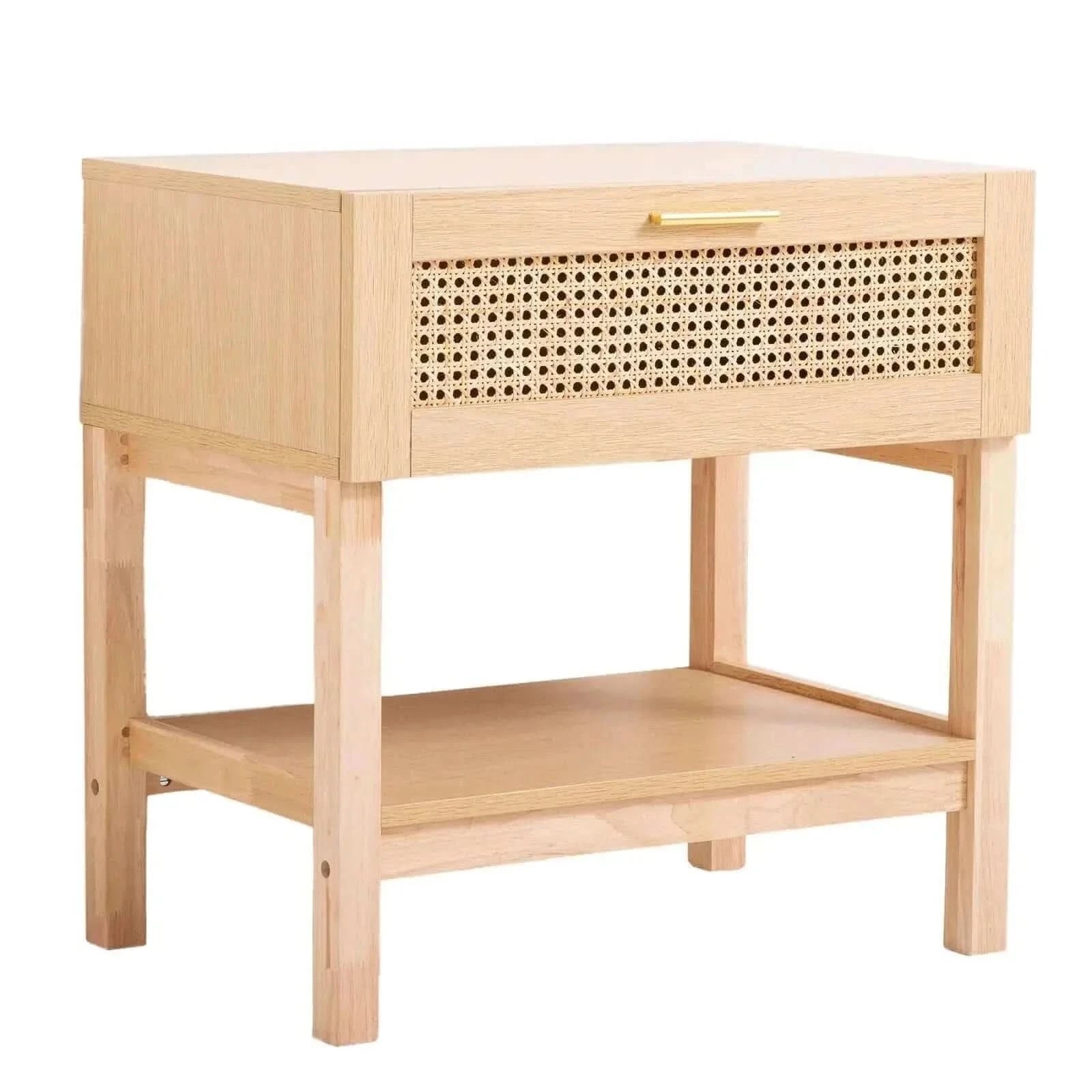 Casa Decor Santiago Rattan Table Nightstand - Oak