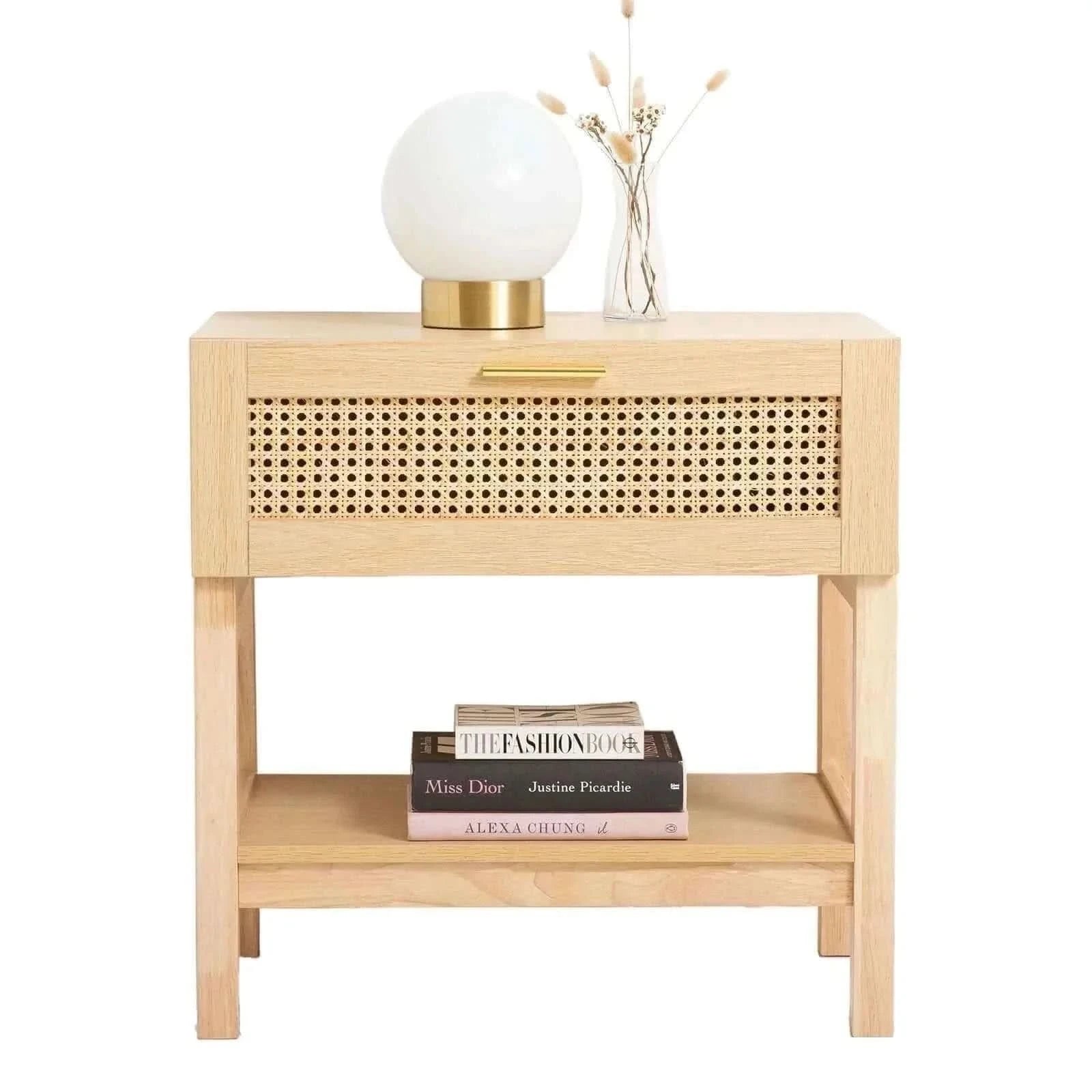 Casa Decor Santiago Rattan Table Nightstand - Oak