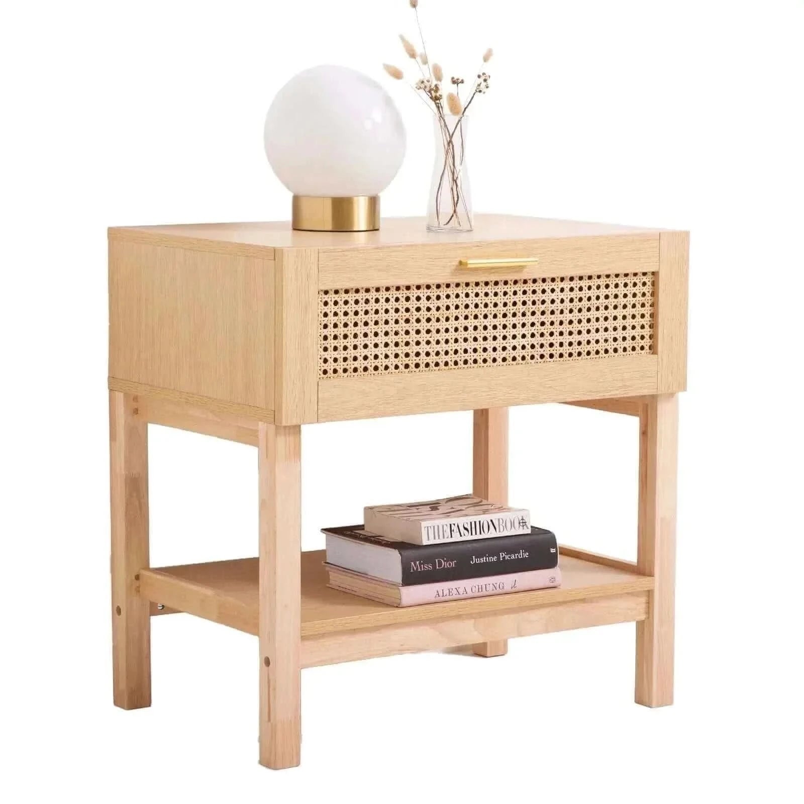 Casa Decor Santiago Rattan Table Nightstand - Oak