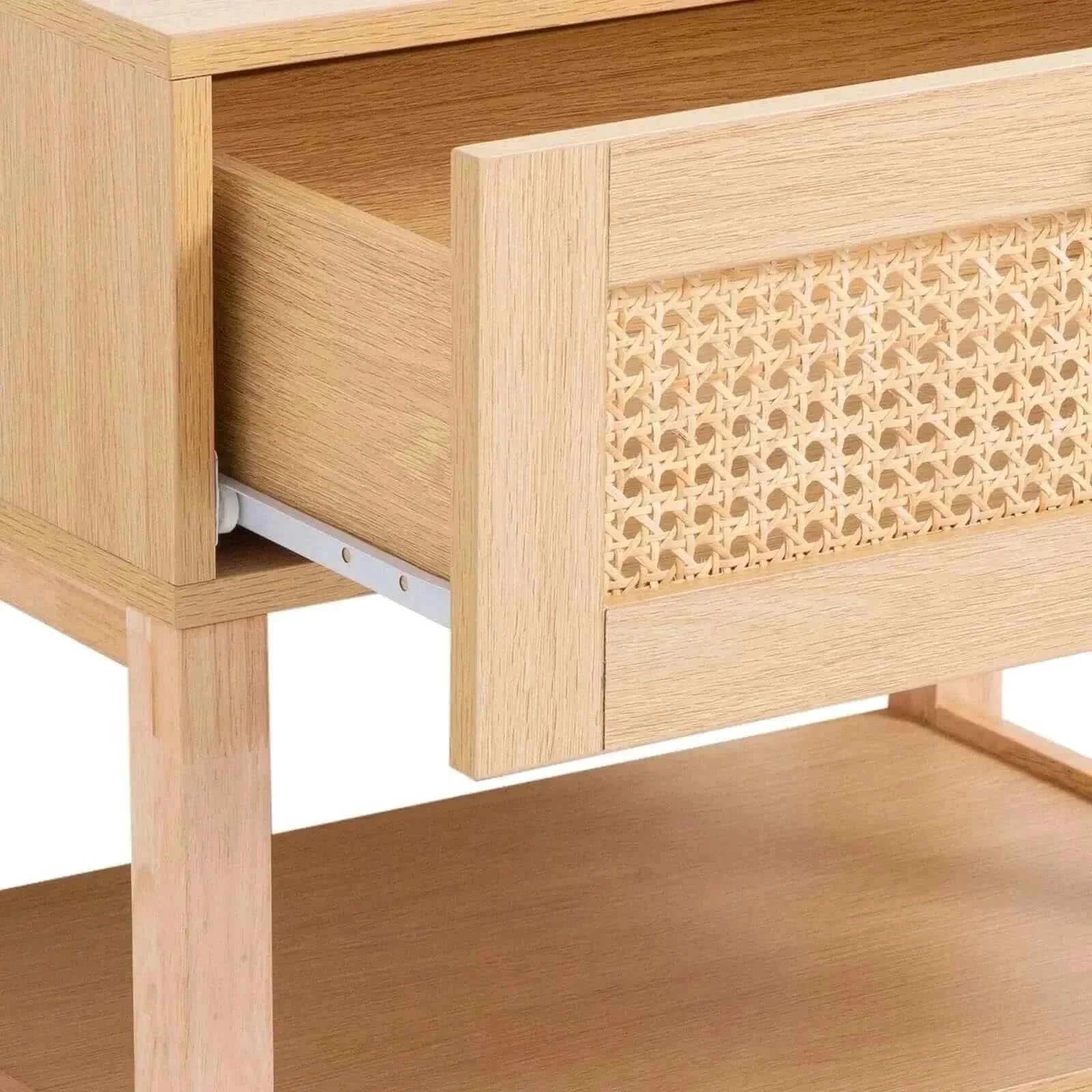 Casa Decor Santiago Rattan Table Nightstand - Oak
