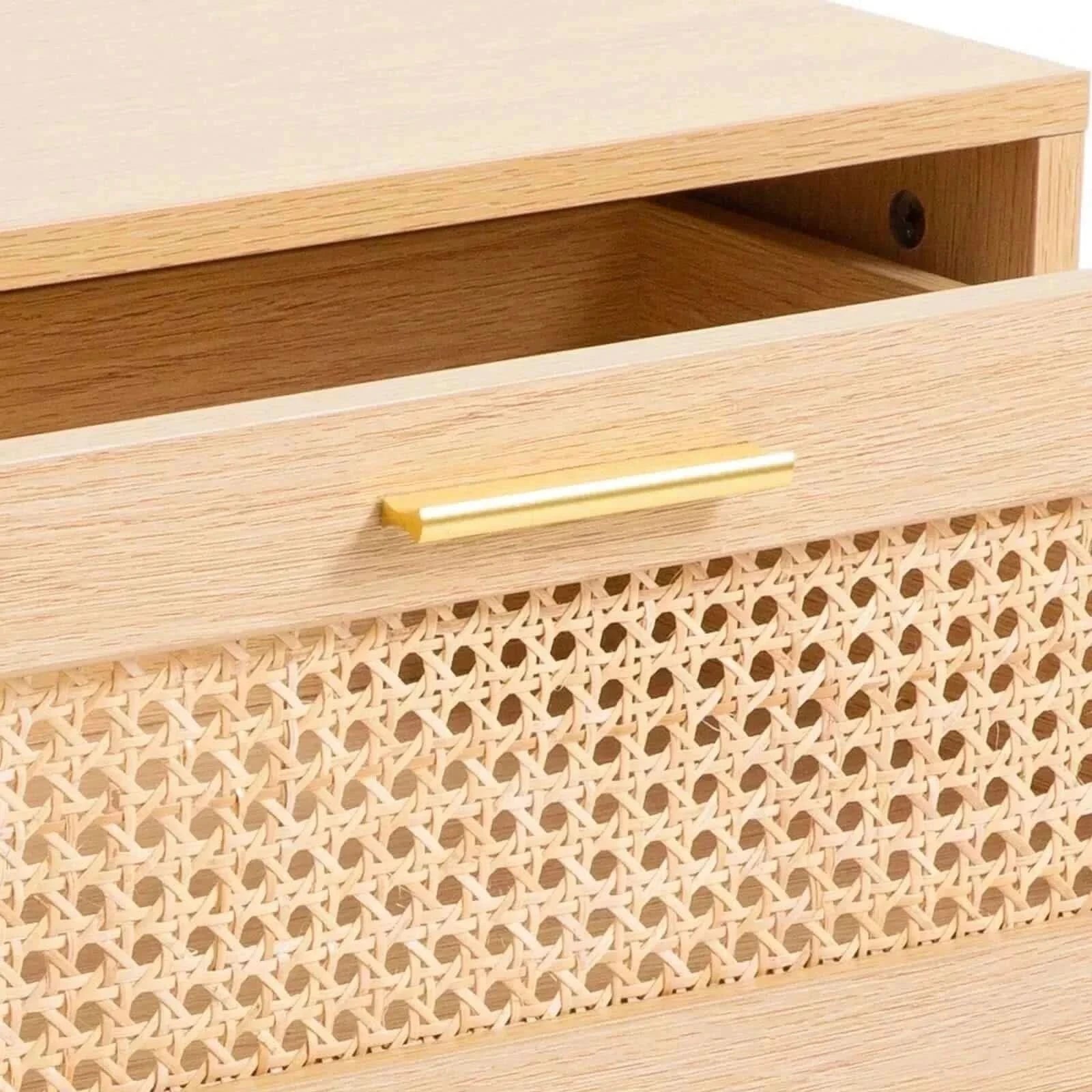 Casa Decor Santiago Rattan Table Nightstand - Oak
