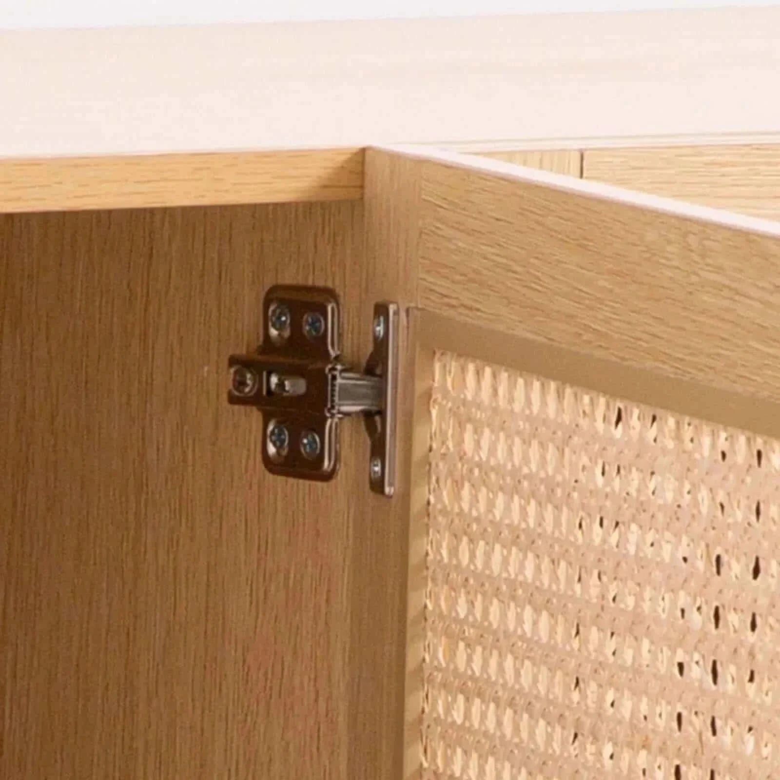 Casa Decor Santiago Rattan Entertainment Unit TV Stand Cabinet - Oak