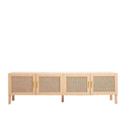 Casa Decor Santiago Rattan Entertainment Unit TV Stand Cabinet - Oak