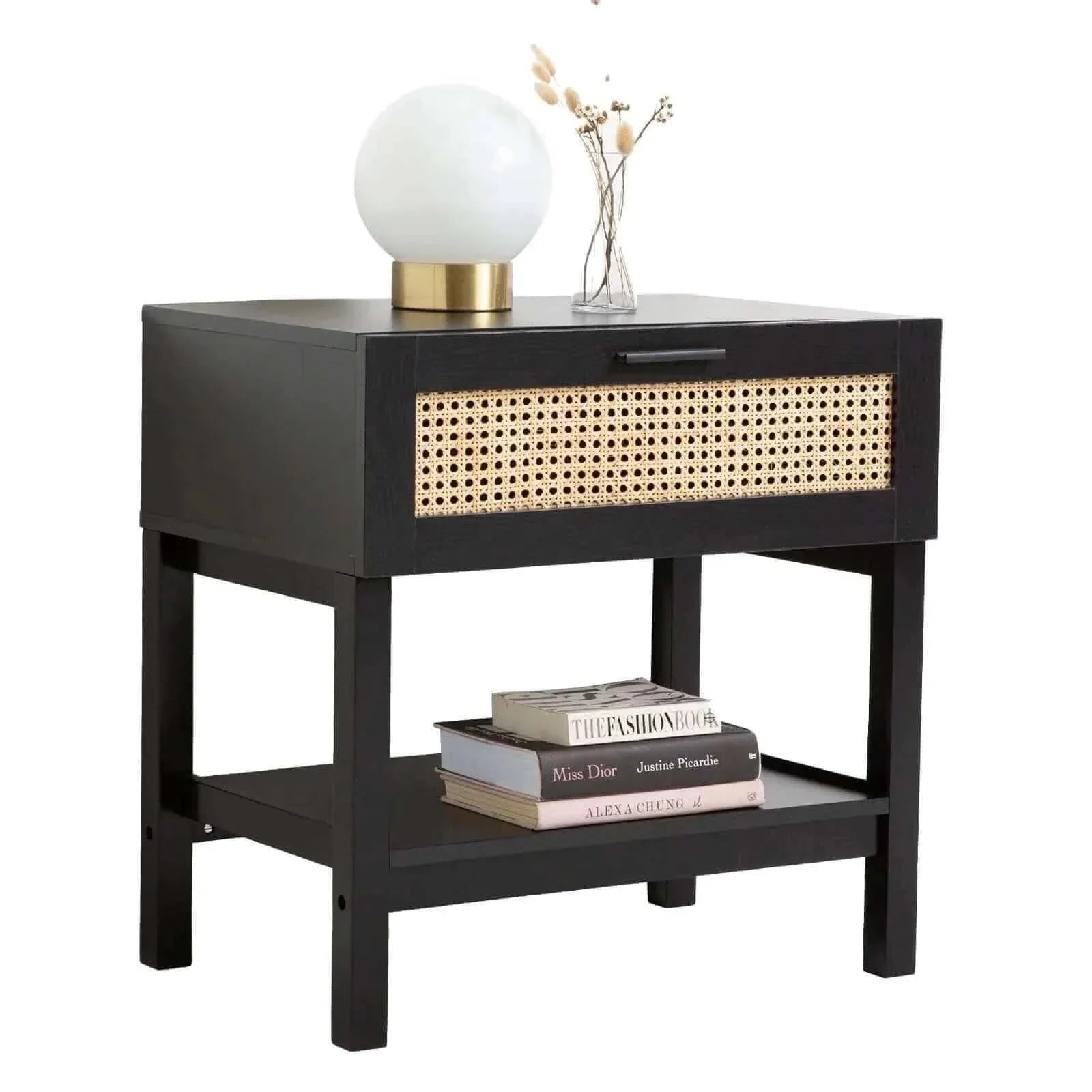 black rattan nightstand